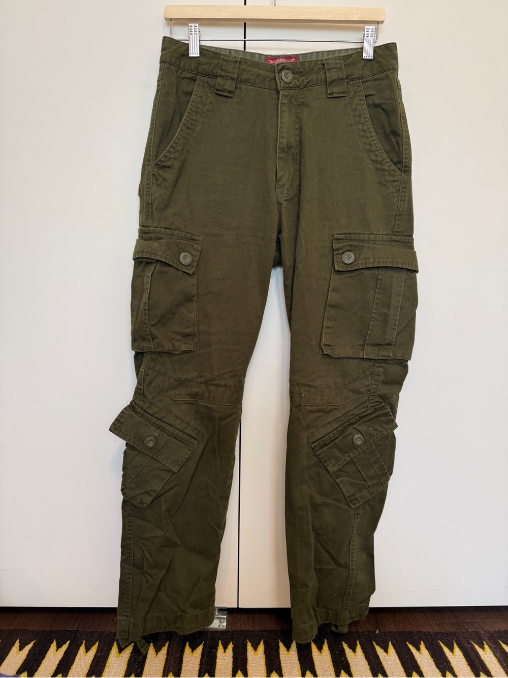 Women's Olive Green Straight-Leg Cargo Pants